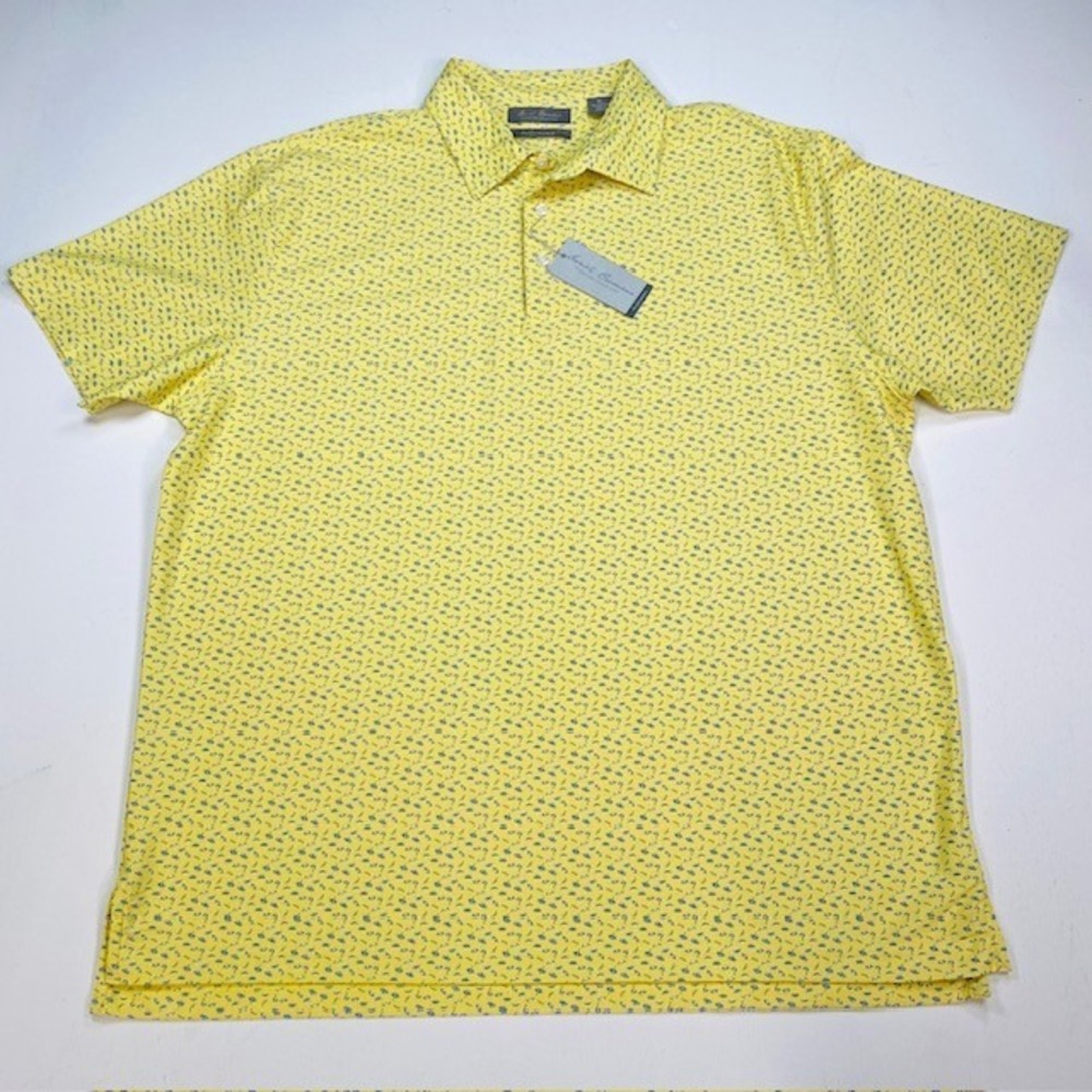 Daniel Cremieux Signature Performance Polo Shirt XL Yellow Beach Umbrella Print